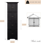 Corner Storage Cabinet 72" H Wooden Kitchen Pantry with 8 Doors, Freestanding Bookshelf Cabinet with Adjustable Shelves for Living Room (Black & Style 2)
