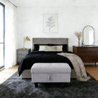 Ottoman with Storage for Living Room, 28.5'' Linen Living Room Ottomans Foot Rest, Upholstered Entryway Bench, End of Bed Storage Bench, Small Ottoman Foot Stool, Tufted Coffee Table, For Bedroom