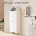 Winiowa Metal Arched Kitchen Pantry Cabinet, 73" Tall Arched Storage Cabinet with 2 Doors & 4 Shelves, Modern Farmhouse Kitchen Storage Cabinets, White