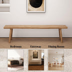 Farmhouse Wooden Bench, Long Rustic Indoor Storage Bench for Entryway, Narrow Bench Slim Vintage Bench Living Room, Dining Room, Solid Wood Construction, Original Wood(120cm/47.2inch Natural edge)