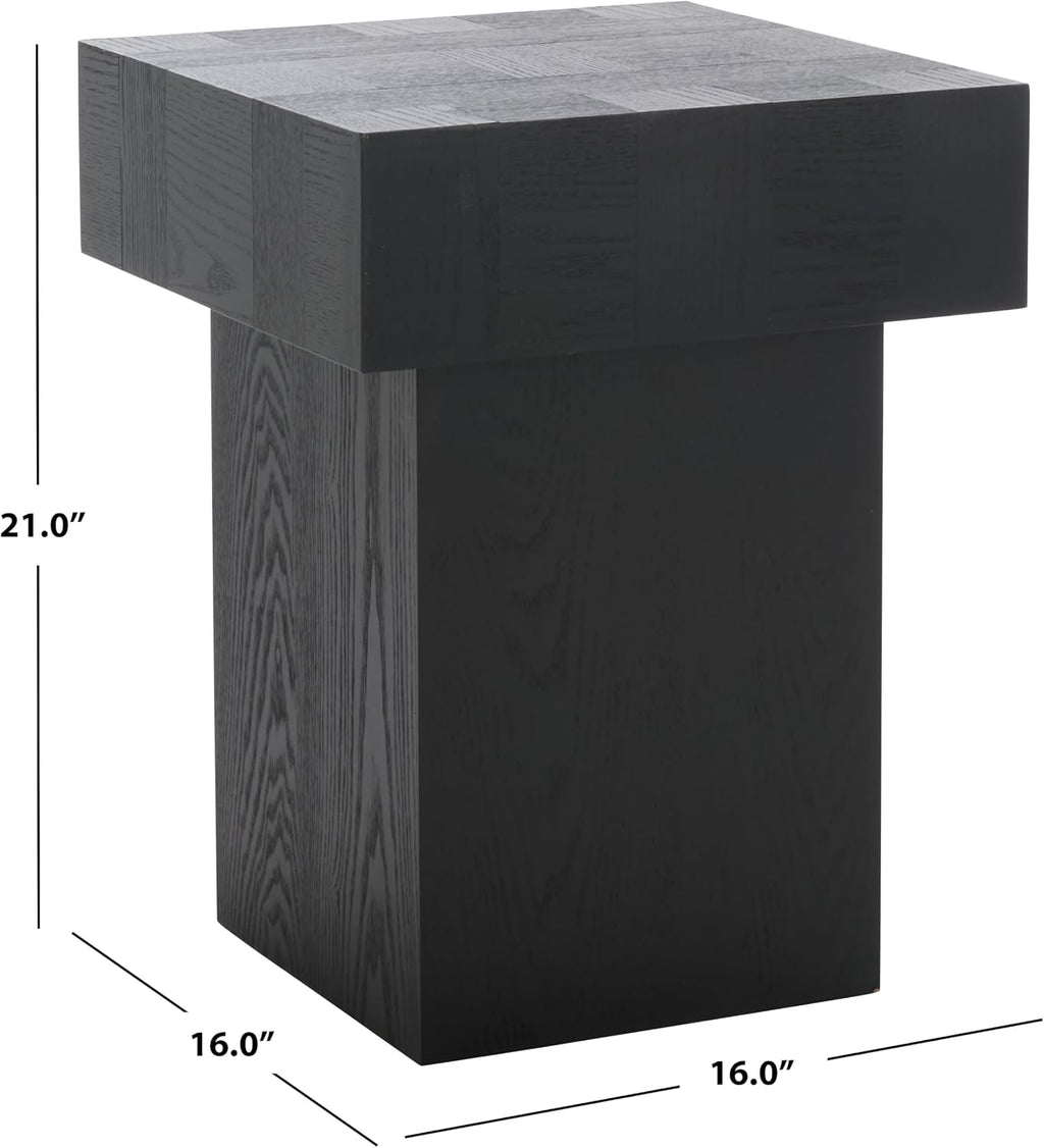 SAFAVIEH Home Collection Hamona Black Square Top Pedestal End Table