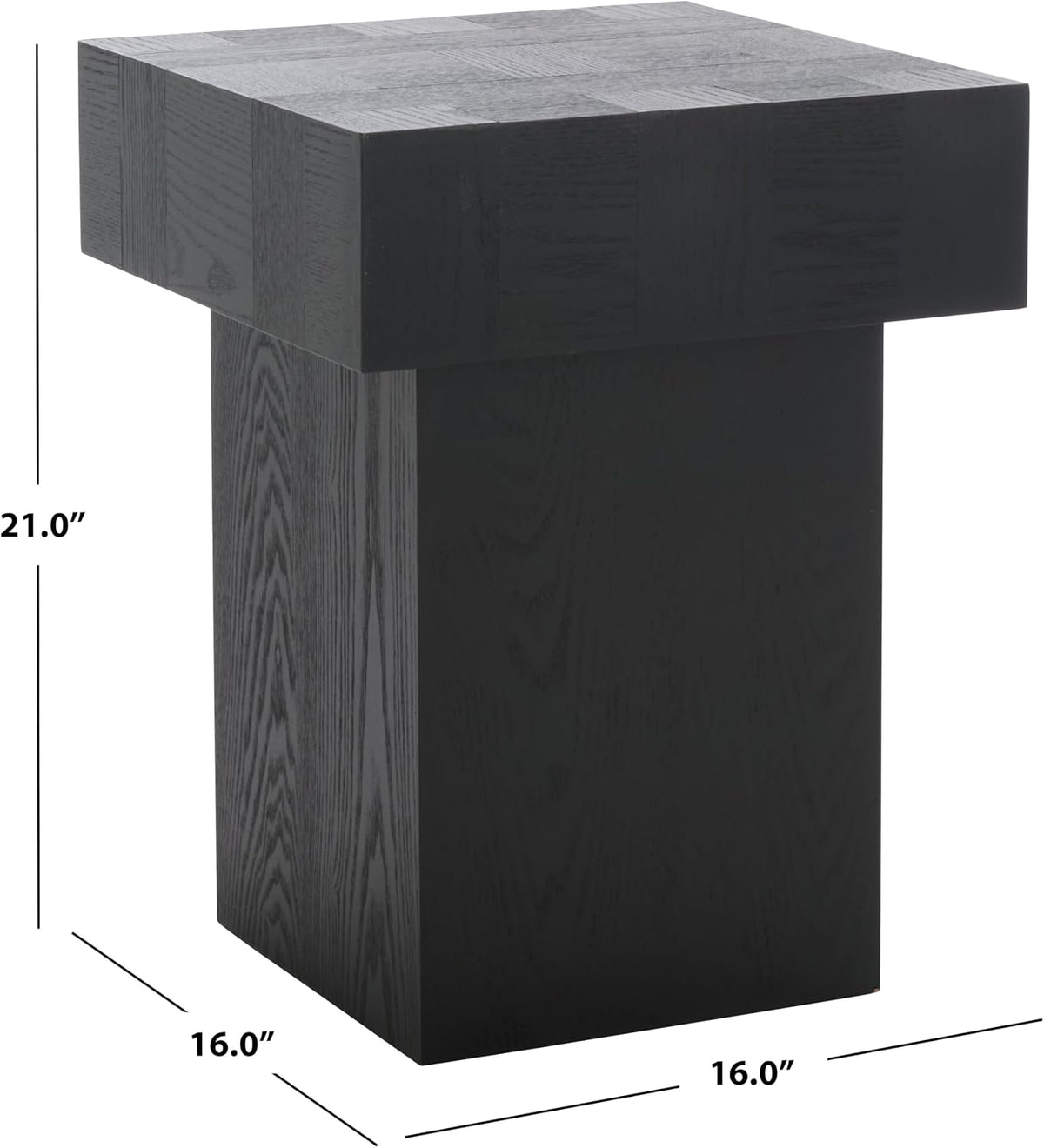 SAFAVIEH Home Collection Hamona Black Square Top Pedestal End Table