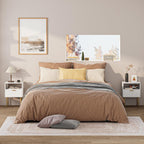 Night Stand,Modern Bedside Table with Drawer and Shelf,White Night Stand with Gold Frame,Small Side Table for Bedroom,Living Room