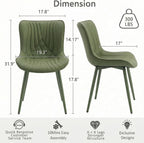 Kidol & Shellder Dining Chairs Set of 2, Mid Century Modern Kitchen Chairs with Metel Legs, PU Leather Upholstered Side Chair for Dining Room, Living Room, Lounge, Restaurant, Bean Green