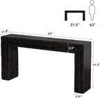 Solid Wood Console Table, 63-Inch Farmhouse Sofa Table Behind Couch for Entryway, Living Room, Foyer, Easy Assembly (Black)