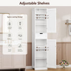 Iwell 67" Tall Bathroom Cabinet, Storage Cabinet with 2 Doors & 1 Drawer, Bathroom Storage Cabinets with Adjustable Shelves, for Living Room, Entryway, Home Office, White