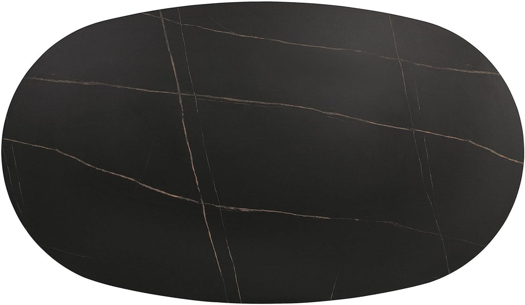 Homes: Inside + Out Elara Modern 54-inch Oval Dining Table with Fluted Pedestal Base, Seats up to 4, for Home Kitchen, Living Room, Black