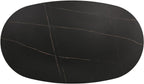 Homes: Inside + Out Elara Modern 54-inch Oval Dining Table with Fluted Pedestal Base, Seats up to 4, for Home Kitchen, Living Room, Black