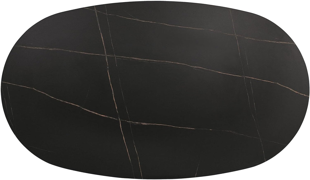 Homes: Inside + Out Elara Modern 54-inch Oval Dining Table with Fluted Pedestal Base, Seats up to 4, for Home Kitchen, Living Room, Black