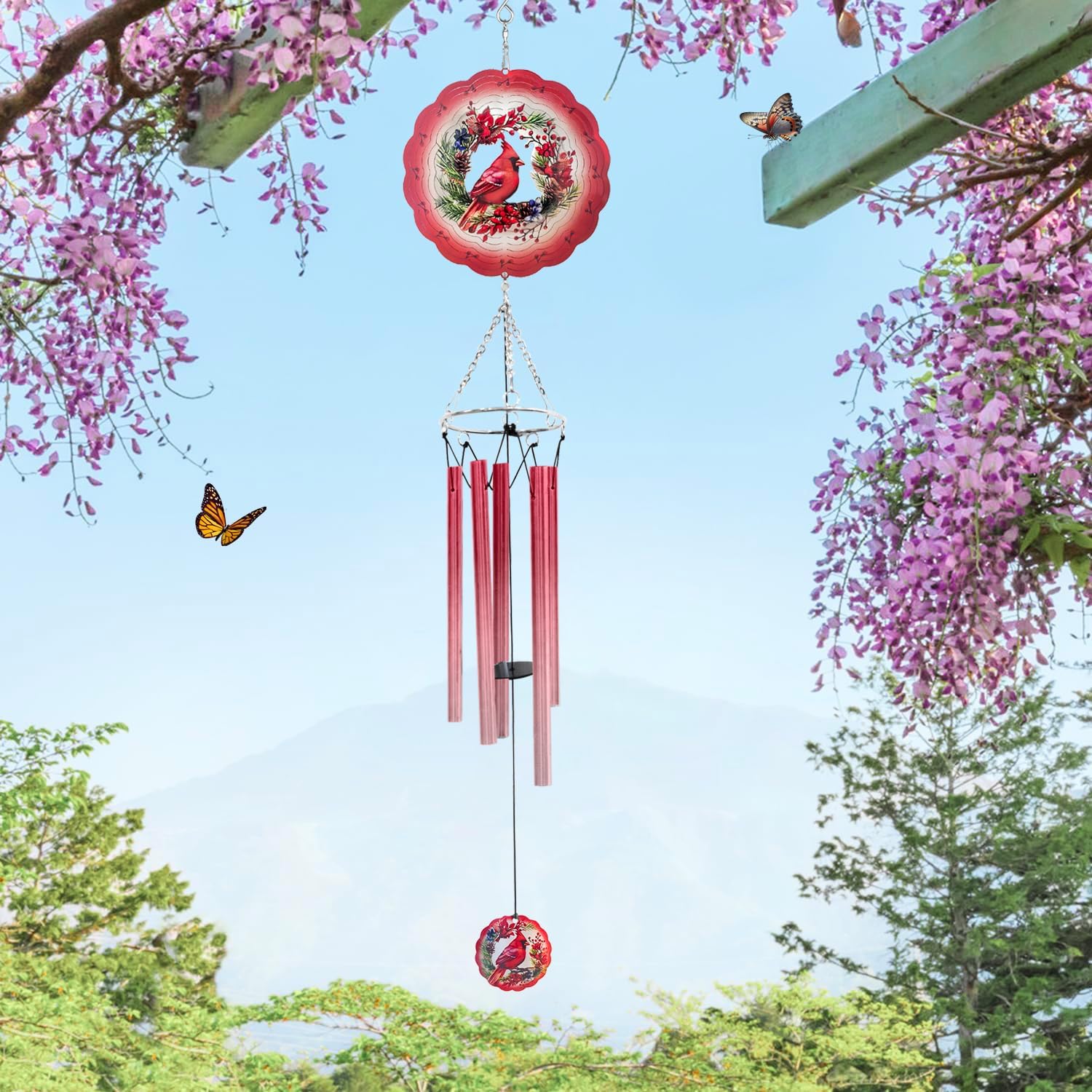 Wind Chimes for Outside with Cardinal Wind Spinner, Unique Gifts for Mom Grandma Women Birthday Christmas, Memorial Wind Chimes for Loss of Loved One, Red Bird Windchimes Outdoor Decor