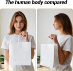 bagmad 100Pcs Pack 8x4.75x10 inch Medium White Kraft Paper Bags with Handles Bulk, Gift Bags, Craft Grocery Shopping Retail Birthday Party Favors Wedding Sacks Restaurant Takeout, Business (100)