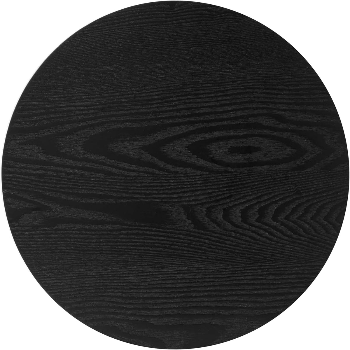 Modern Side Table, 16.93" Fluted Round Pedestal Table for Living Room, Bedroom, Entryway, Sofa, Chair – Black Accent Table with Solid Wood Strips End Table