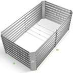 Land Guard 2 Pack 6×3×2 ft Galvanized Metal Raised Garden Bed, 2FT Deep Root Elevated Planter Box Steel Large Vegetable Flower Bed Kit, Silver