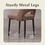 Modern Dining Chairs, Fabric Upholstered Accent Kitchen Chairs with Comfy Padded Seat & Sturdy Metal Legs, Side Farmhouse Chairs for Dining Room, Living Room, Restaurant (Brown, Set of 6)