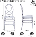 Clear Dining Chairs Set of 20, Stackable Plastic Kitchen Dining Room Chair, Modern Acrylic Ghost Chair, Crystal Chiavari Chairs High Back for Wedding Banquet Party Event Indoor(Oval)