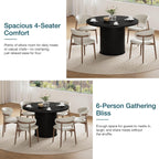 HOMMPA 48'' Round Dining Table for 4-6 Kitchen Table Circle Dinner Table with Wood Strip Base for Kitchen Dining Living Room Black