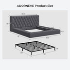 ADORNEVE Upholstered Cloud Bed Frame King with 5.9" Thick Headboard, Grey