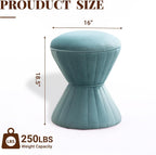 Multifunction Velvet Ottoman, Upholstered Vanity Stool Chair, Sturdy Round Footstool for Makeup, Living Room, Bedroom, Entryway (Sage)