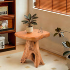 Small Side Table, Freeform Live Edge Wood Stool, Unique Design Natural Plant Stand for Patio, Garden, Yard, Living Room, Bedroom