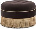 Jennifer Taylor Home Yolanda 24" Round Upholstered Accent Ottoman, Deep Brown Performance Velvet