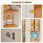 70.8" Tall Farmhouse Modular Kitchen Pantry Cabinet with Glass Doors & Wooden Storage Hutch with Six-Tier Adjustable Shelves, White，2pcs