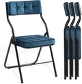 Padded Folding Chairs Set of 4, Bule | Heavy duty Folding chairs with cushion, Portable and Comfortable Sets for Dining, Office, Party, Card table