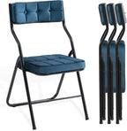 Padded Folding Chairs Set of 4, Bule | Heavy duty Folding chairs with cushion, Portable and Comfortable Sets for Dining, Office, Party, Card table
