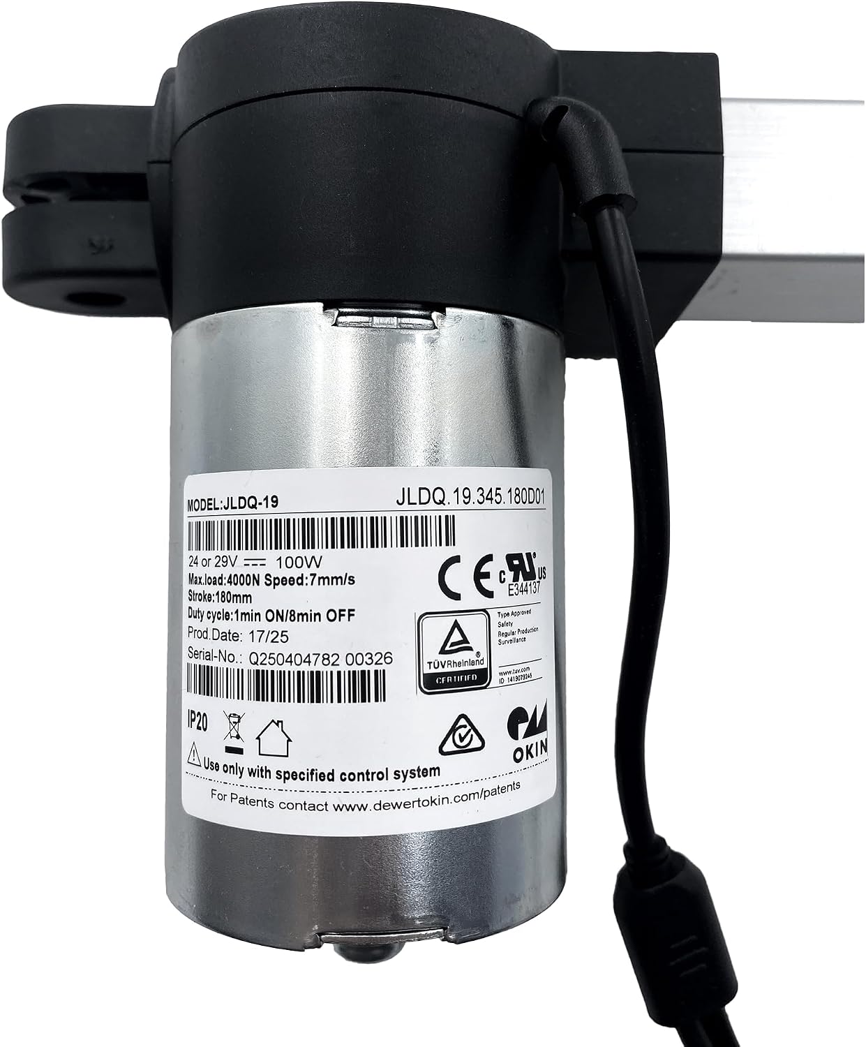 Motor Model JLDQ-19 JLDQ.19.345.180D01 Actuator for Power Recliner Couch | 2 Plugs Stroke 180mm Linear Actuator for Lift Chair Electric Sofa Parts Replacement