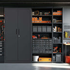 Lockable Cabinet Metal Storage Cabinet, 69" Locking Metal Storage Cabinet with 3 Adjustable Shelves,Black Metal Cabinet with 2 Doors and Lock for Office, Garage, Home (Black, 69")