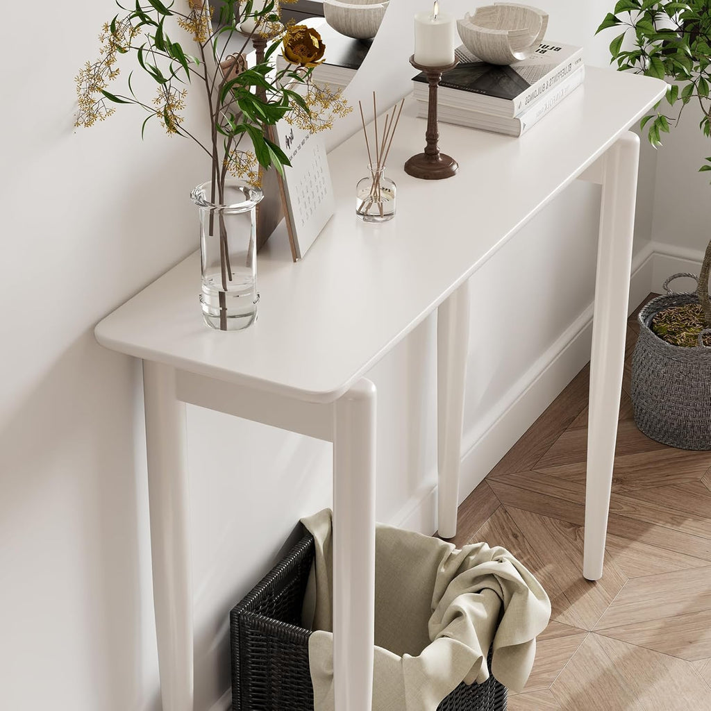 AQIMUELE Wood Console Table White Entryway Table, Thin Console Table, Sofa Tables for Living Room (39.4'')