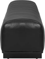 Christopher Knight Home Lamie Faux Leather Upholstered Dining Bench, Wooden Entryway Bench, Long Sofa Footstool for Living Room, Bedroom End of Bed Bench, Black