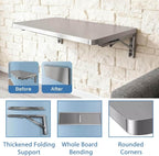 304 Stainless Steel Wall Mount Folding Table 16 20 24 28 32 36 40 43 47 51 59 71in Kitchen Storage Shelf Drop Down Heavy Duty Foldable Wall Mount Shelving for Kitchen Balcony(50x40cm/19.7x15.7in)
