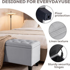 DUMOS Storage Ottoman Bench, Foot Rest with Legs, 16 x 40 x 18 Inches, End of Bed Bench, Storage Chest for Living Room,Bedroom, Entryway, Home Decor, Light Gray
