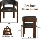 Squireewo Barrel Dining Chairs Set of 2, Modern Dining Room Chairs with Curved Backrest, Kitchen Chairs with Solid Wood Legs, Comfortable PU Leather Upholstered Seat, Adjustable Foot Pad, Dark Grey