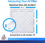 Filter King 36.5x36x1 Air Filter | 4-PACK | MERV 8 HVAC Pleated A/C Furnace Filters | MADE IN USA | Actual Size: 36.5 x 36 x .75"