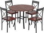 VECELO 5 Piece Dining Table Set for 4, Wood Grain Dinette with Chairs for Kitchen, Breakfast Nook, Small Space, Dark Brown
