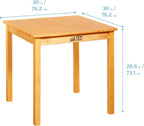 ECR4Kids 30in x 30in Square Hardwood Table with 28in Legs and Two 16in Chairs, Kids Furniture, Honey, 3-Piece | Durable rubberwood, GREENGUARD Gold Certified, ANSI/BIFMA Compliant, 10-12 years, 200 lb seat capacity, classroom & home use
