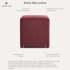 Studio Living® 18” Warren Ottoman Square Soft Velvet Bench, Stationary Ottomans, Backless Chair, Footrest for Living Room, Footstool Office, Bedroom, Padded Seat, Plum