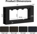 63-Inch Smart Console Table with App & Button Controlled RGB Lights, Wavy Edge Wood Farmhouse Entryway Table, Rectangular Accent Sofa Table Behind Couch for Hallway Foyer Entrance, Black