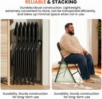 6 Pack Black Folding Chairs with Fabric Padded Cushion and Back | Comfortable Dining Chair Set with Metal Frame Indoor Outdoor Seat for Parties Home Office Events Wedding Extra Guest Seating