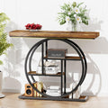 RANXFLOAT Console Tables for Entryway, 4-Tier Industrial Narrow Wood Sofa Table, Entryway Table with Storage Shelves for Living Room (Without Outlet & LED)
