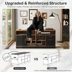 ModernMate 63" Lateral File Cabinet with Lock,2-Drawer Home Office Storage | File Cabinets for A4 / Letter Documents, Wide Credenza w/ Built-in Power Outlet, Fashion TV Stand Organizer, Black Walnut