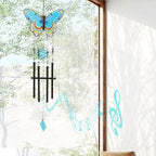 MUMTOP Butterfly Wind Chimes for Outside, Stained Glass Wind Chime Windchimes for Patio, Outdoor,Garden,Yard,Coastal,Window,Home Decor or Gifts for Women(Colorful)