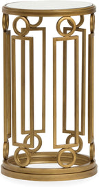 Magnussen Home Lorena Burnished Brass Round Accent Table