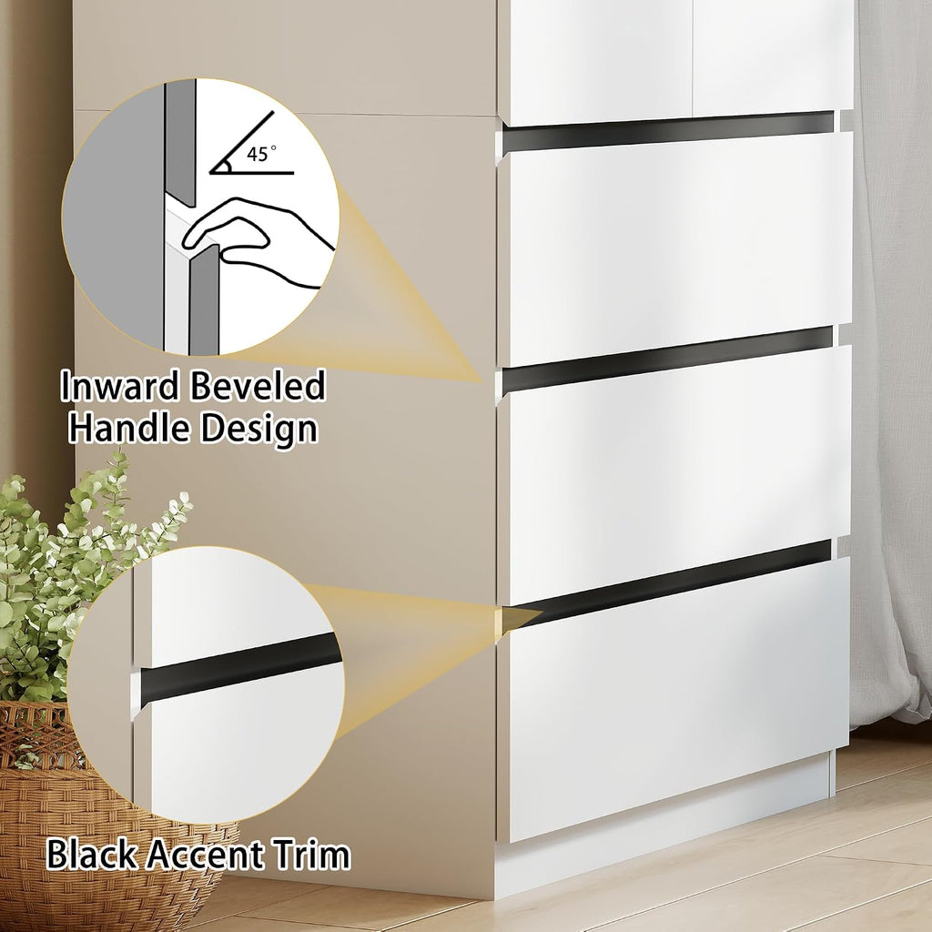 Wooden Wardrobe Closet with 2 Doors: 75" Bedroom Armoire Wardrobe Closet with 3 Drawers, White Cabinet with Hanging Shelves, Large Storage Cabinet (Modern, 1)