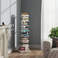 TUTOTAK Narrow Bookshelf, 8-Tier Bookcase, Spine Book Shelf for Small Space, Corner Standing Shelf for Living Room, Office, Study, Entryway, White BS06BW008