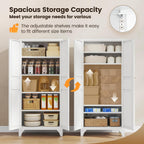 Yizosh Metal Storage Cabinet with 2 Doors and Adjustable Shelves - 61" White Kitchen Pantry Storage Tall Steel Cabinets Locker for Kitchen, Living Room, Dining Room