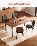 VEVOR Modern Dining Room Accent Chairs Set of 2, Upholstered Leather Side Chair for Dining Room, Space-Saving Kitchen Living Room Chair with Thick Cushions and Metal Legs, Black