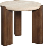 Travertine Top & Dark Oak End Table