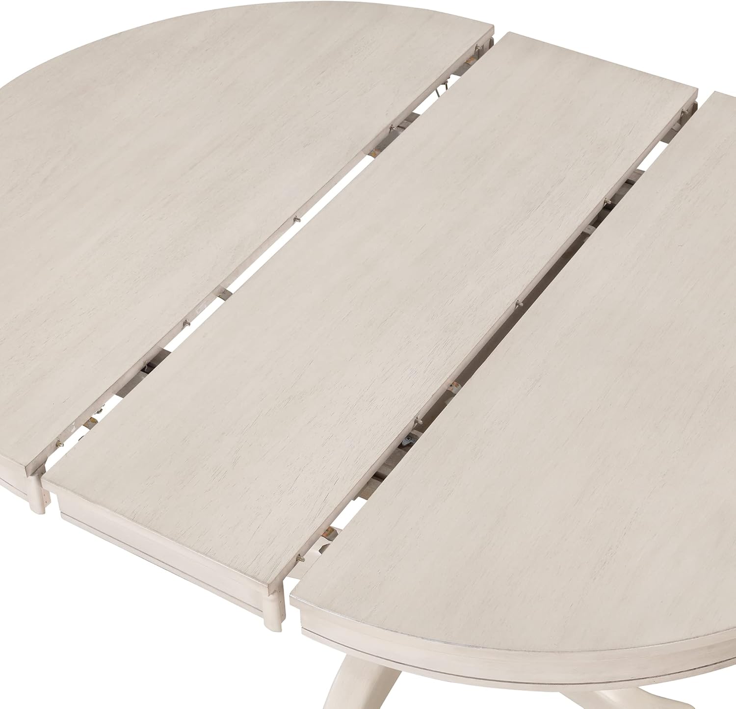 Extendable Dining Table Set for 4, 5 Piece Kitchen Table and Chairs Set, 4 X-Back Solid Wood Dining ChairSet, Industrial Oval Round Dining Table for Small Space, Apartment, French Country White